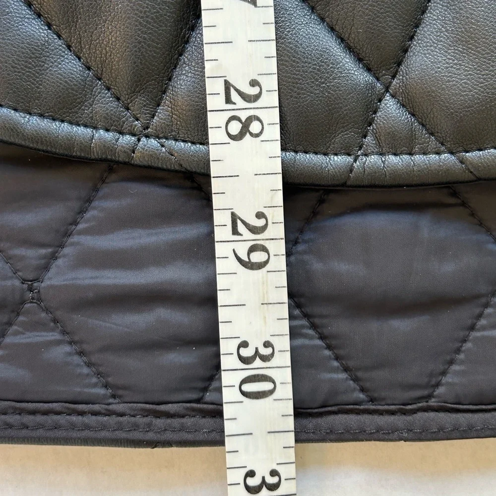 Maje Baneta Quilted Faux Leather Jacket Glossy Solid Black 38 MED/LARGE as is